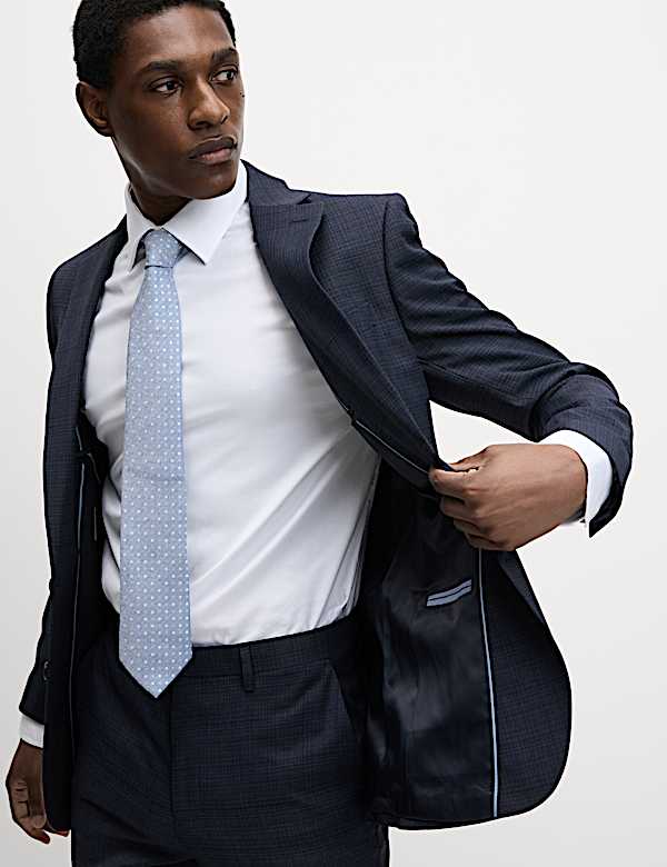 Slim Fit Shadow Check Suit Jacket - JO