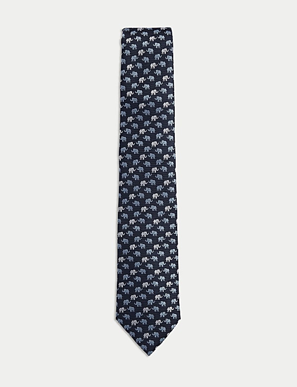 Elephant Print Pure Silk Tie - RO