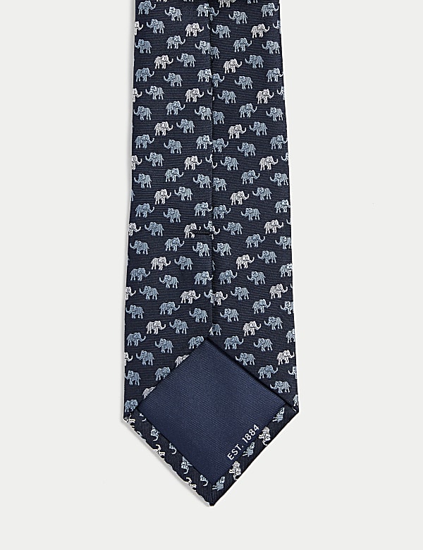 Elephant Print Pure Silk Tie - BE