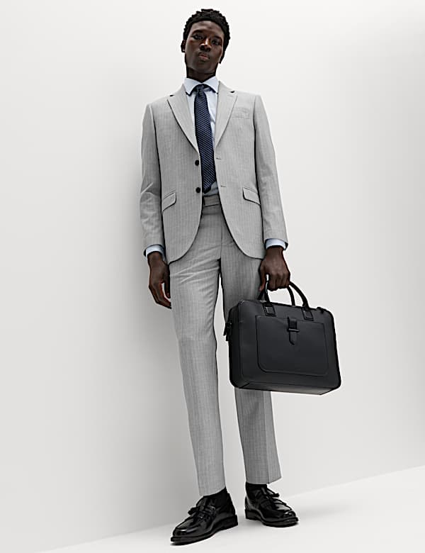 Regular Fit Pinstripe Stretch Suit Jacket - CH