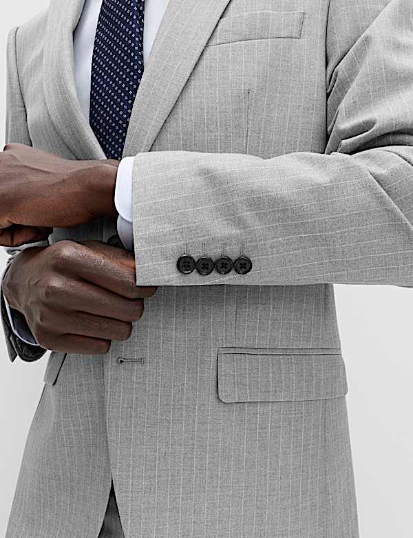 Regular Fit Pinstripe Stretch Suit Jacket - CH