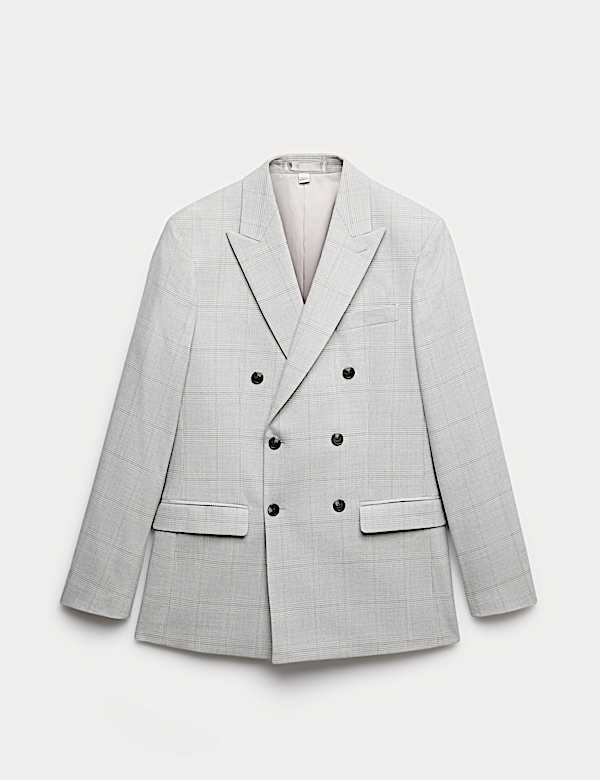 Veste tailleur crois&eacute;e coupe slim &agrave; carreaux - CA