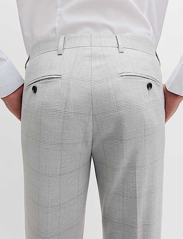 Pantalon de costume coupe slim en tissu extensible &agrave; carreaux - CA