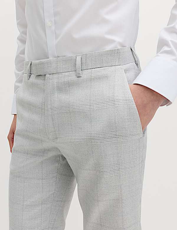 Pantalon de costume coupe slim en tissu extensible &agrave; carreaux - CA