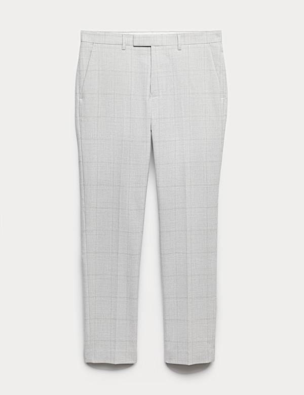 Pantalon de costume coupe slim en tissu extensible &agrave; carreaux - CA