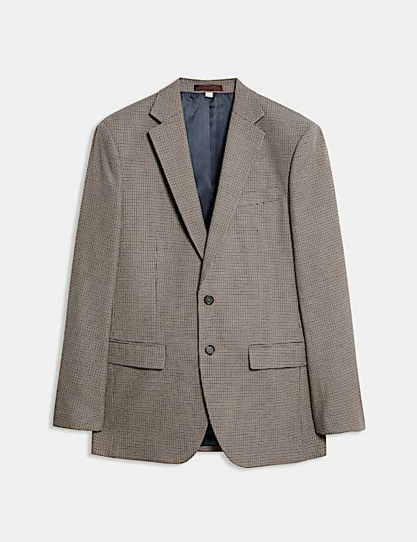 ז'קט חליפה בגזרה רגילה בדוגמת משבצות קטנות - IL