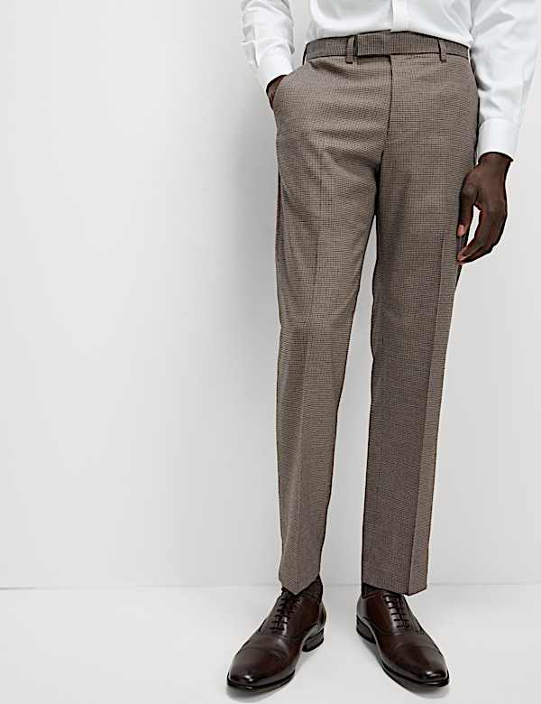 מכנסי חליפה סטרץ' בגזרה ישרה ובדוגמת פפיטה - IL