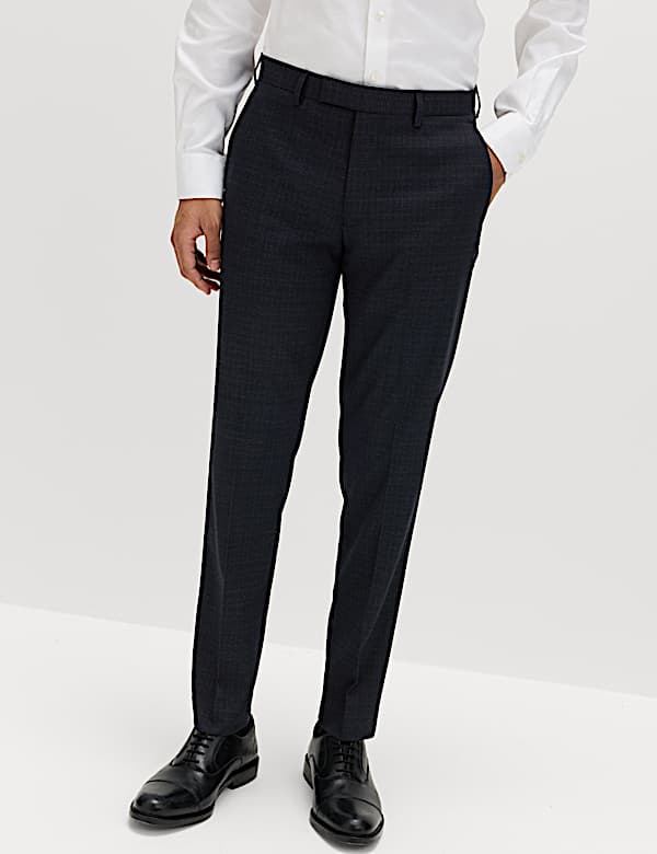 Slim Fit Textured Stretch Suit Trousers