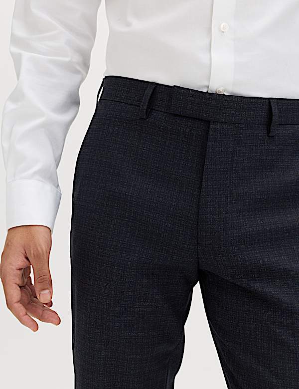 Slim Fit Textured Stretch Suit Trousers