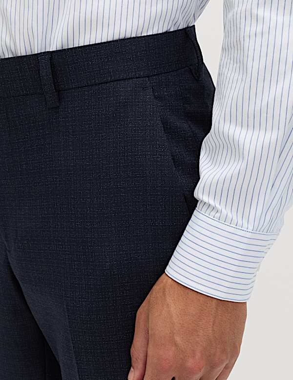Regular Fit Textured Stretch Suit Trousers - GR