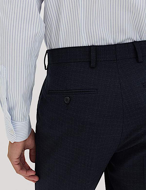 Regular Fit Textured Stretch Suit Trousers