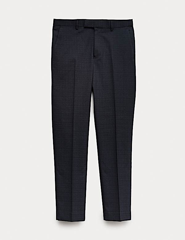 Regular Fit Textured Stretch Suit Trousers - GR