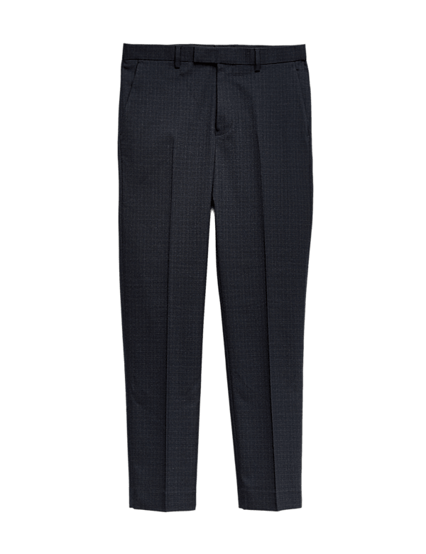 Regular Fit Textured Stretch Suit Trousers