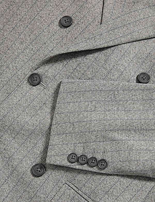 ז'קט בגזרה צרה עם רכיסת כפתורים כפולה ופסים דקים - IL