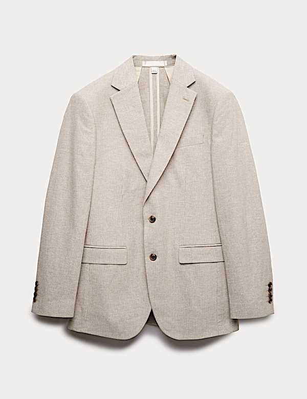 Veste en coton et lin coupe ajust&eacute;e &agrave; rayures - CH