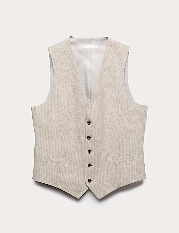 Cotton Linen Blend Striped Waistcoat - CH