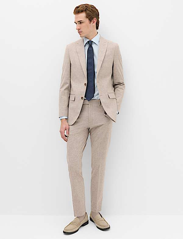 Slim Fit Linen Blend Stretch Suit Jacket - MX