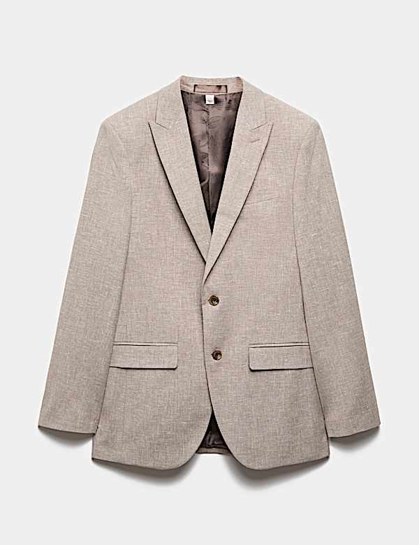 Slim Fit Linen Blend Stretch Suit Jacket - MX