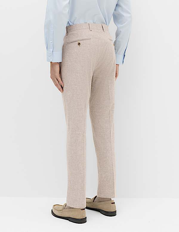 Slim Fit Linen Blend Stretch Suit Trousers - MX