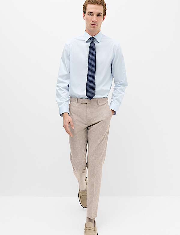 Slim Fit Linen Blend Stretch Suit Trousers - MX