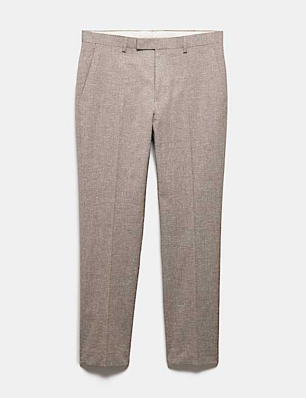 Slim Fit Linen Blend Stretch Suit Trousers - MX