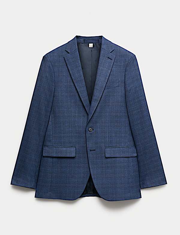 Slim Fit Textured Check Jacket - CN