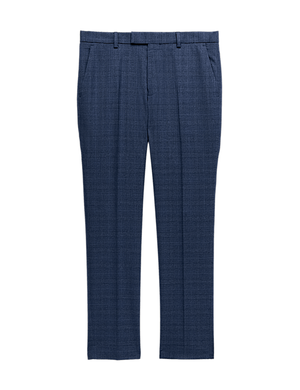Slim Fit Textured Check Stretch Trousers