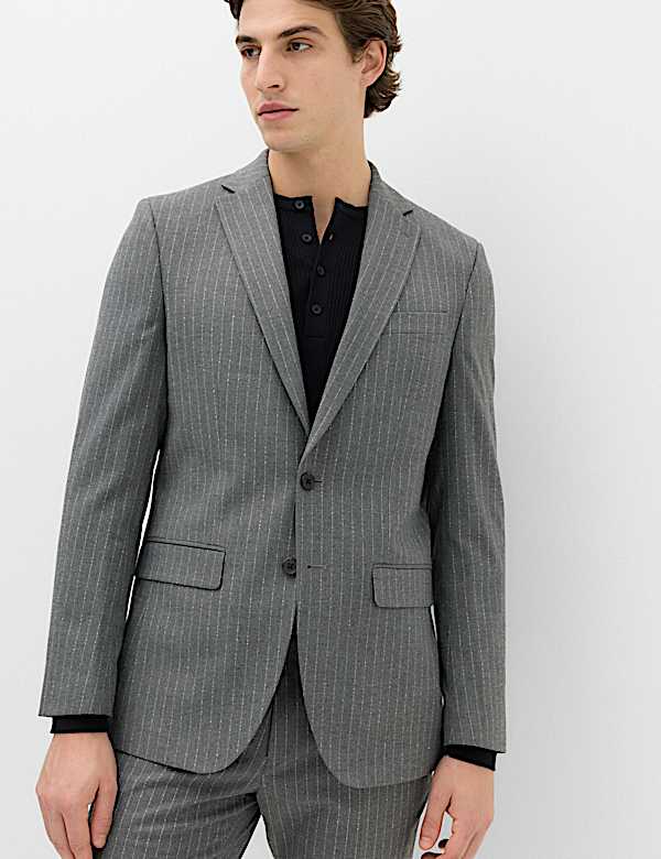 Slim Fit Pin Stripe Stretch Suit Jacket