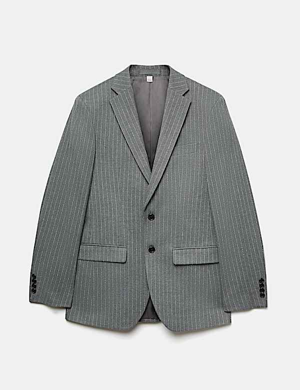 Marynarka slim fit w prążki ze streczem - PL