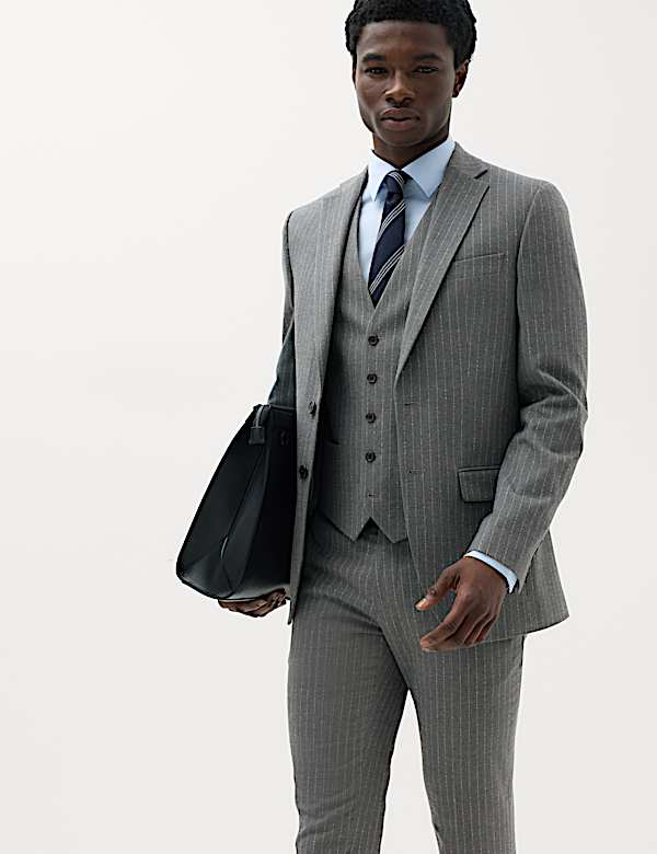 Pin Stripe Stretch Suit Waistcoat - IL