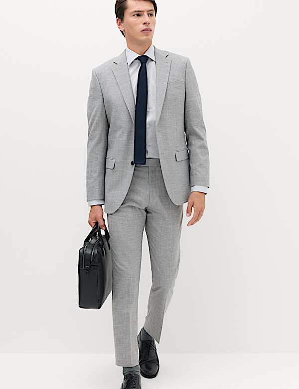 Regular Fit Textured Stretch Suit Trousers - MV