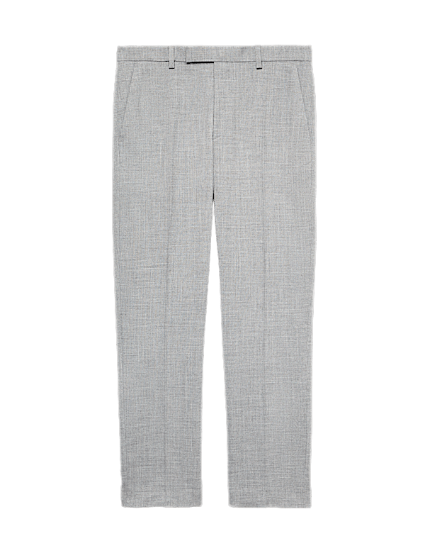 Regular Fit Textured Stretch Suit Trousers