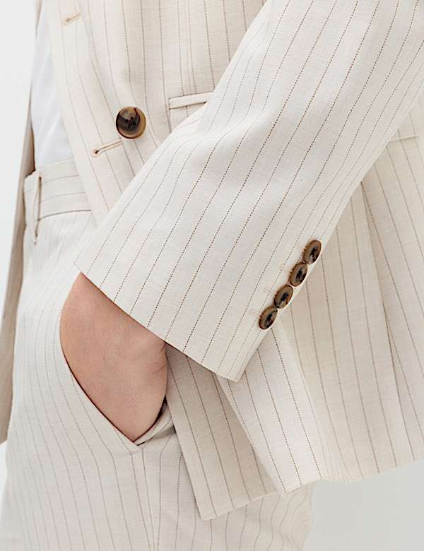 Slim Fit Pinstripe Double Breasted Jacket - EE