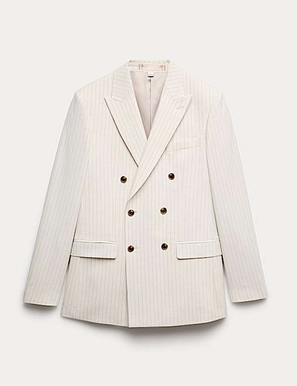 Slim Fit Pinstripe Double Breasted Jacket - KR