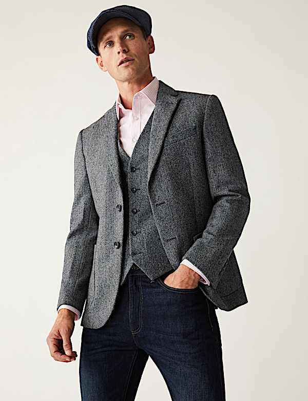 Pure British Wool Herringbone Jacket