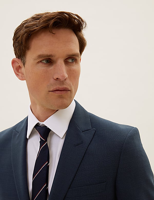 The Ultimate Navy Slim Fit Wool Pinstripe Jacket