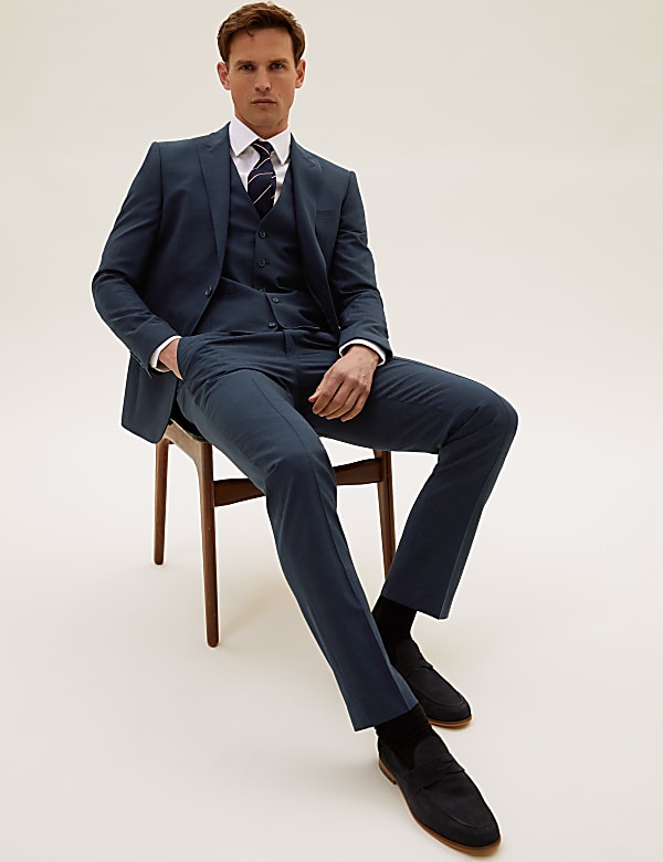 The Ultimate Navy Slim Fit Wool Pinstripe Jacket