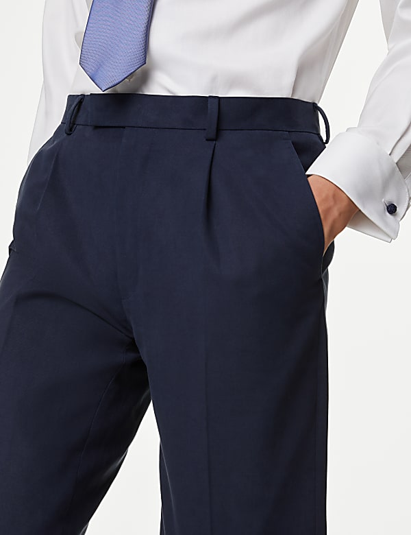 Cotton Blend Trousers - US