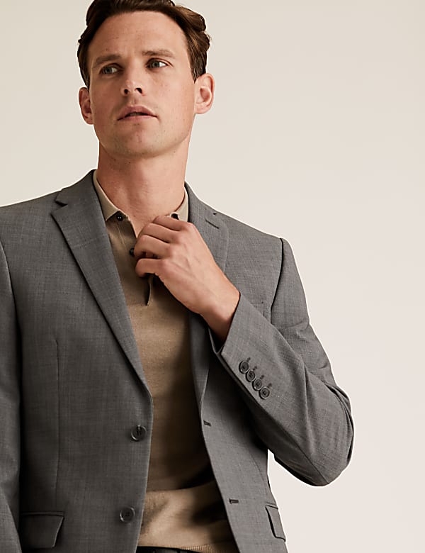 Tailored Fit Wool Blend Suit Jacket