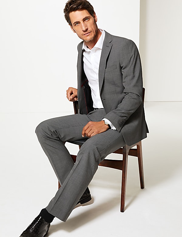 Tailored Fit Wool Blend Suit Jacket