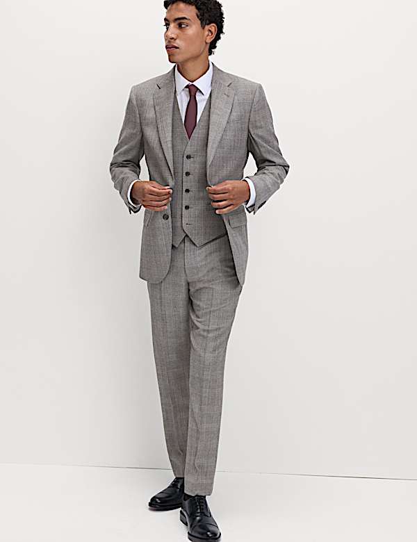 Regular Fit Pure Wool Checked Waistcoat - IL