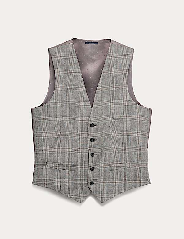 Regular Fit Pure Wool Checked Waistcoat - IL