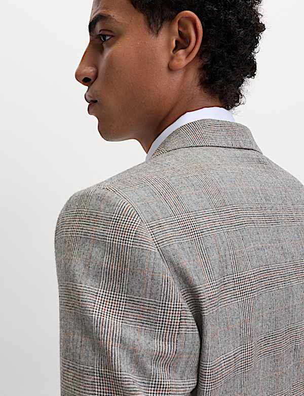 Regular Fit Pure Wool Check Suit Jacket - KG