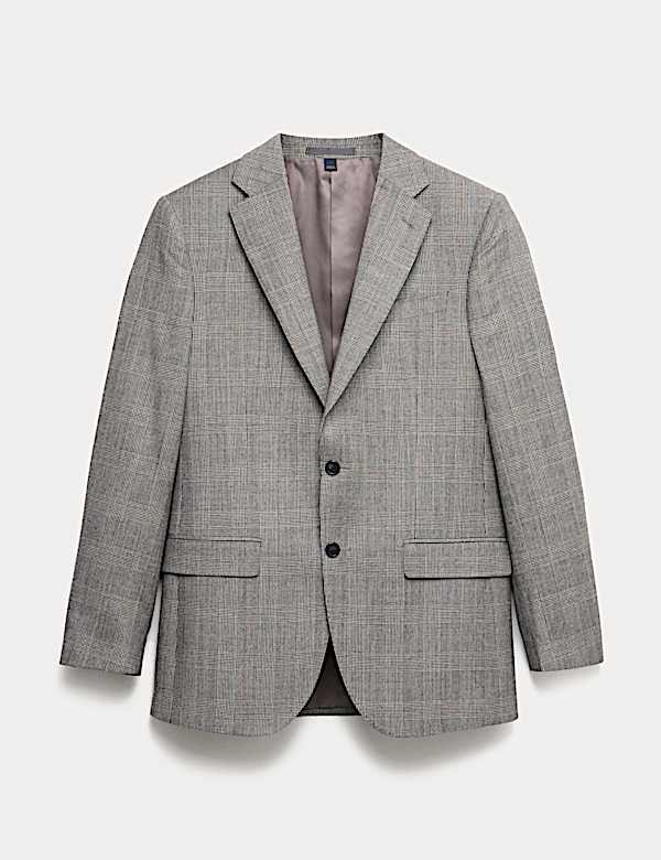 Regular Fit Pure Wool Check Suit Jacket - KG