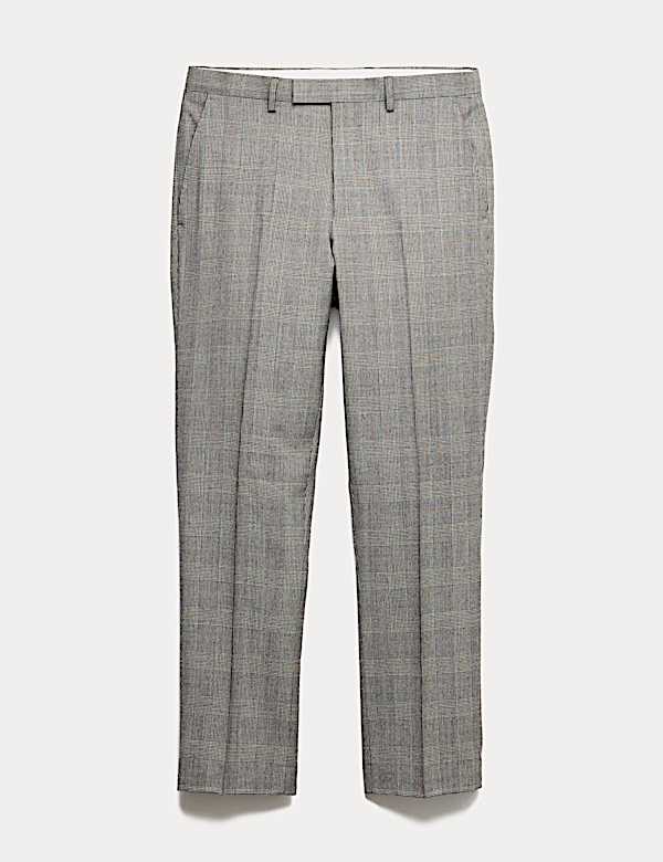 Regular Fit Pure Wool Checked Suit Trousers - IT