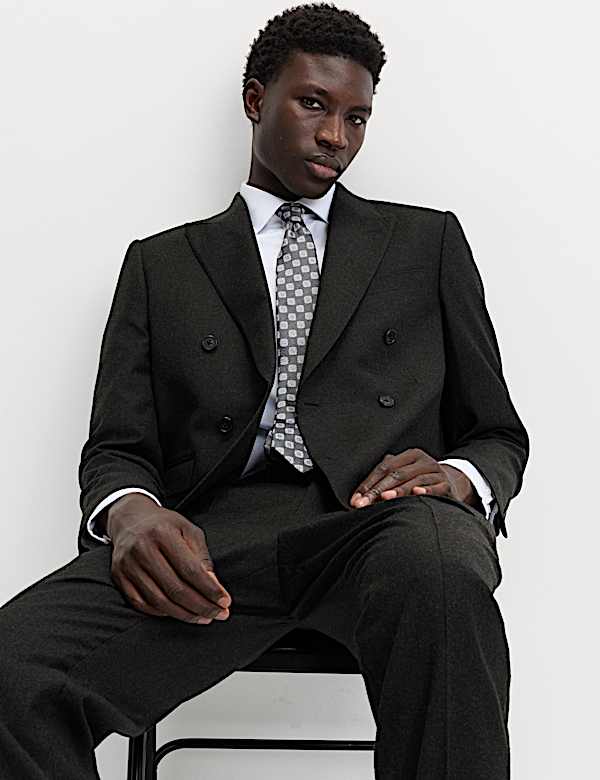 ז'קט חליפה מפלנל צמר טהור בגזרה ישרה - IL