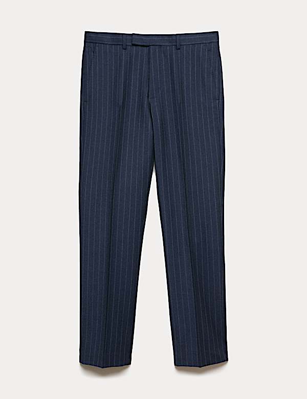 Regular Fit Pure Wool Striped Suit Trousers - CH