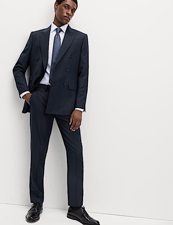 ז'קט חליפה מצמר טהור בגזרה צרה עם משבצות - IL