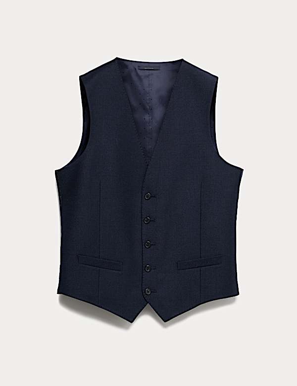 Slim Fit Pure Wool Checked Waistcoat - SK