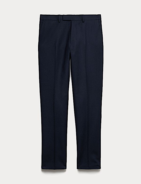 Slim Fit Pure Wool Checked Suit Trousers - HR